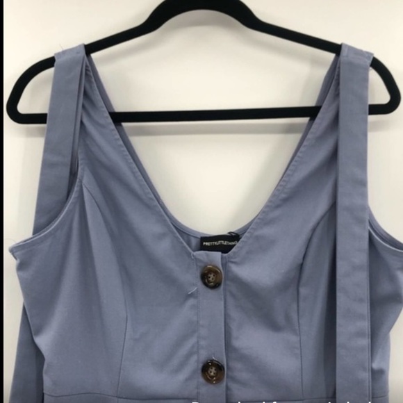 Pretty Little Thing Blue Button Front Mini Dress Size 10 - Picture 5 of 11